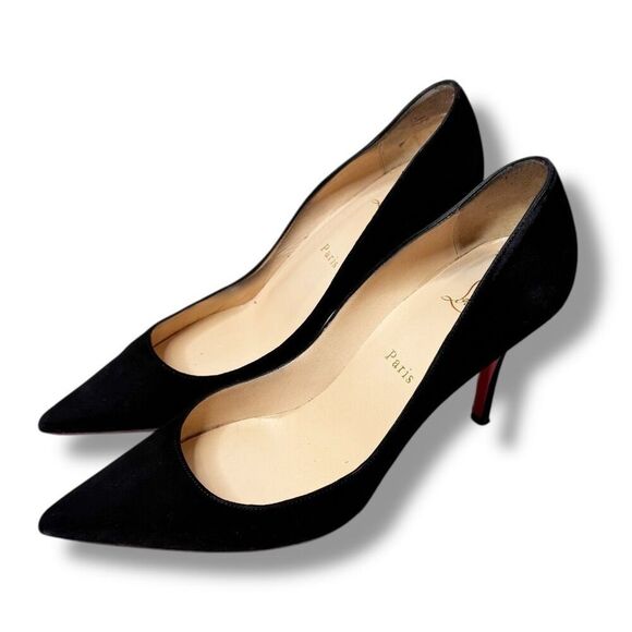 Christian Louboutin - Kate 95 mm Black Suede Pointed Toe Pump Heels Women’s 39 - Picture 2 of 10